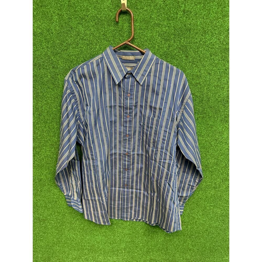 90s Blue Button Down Grunge Style Shirt Sz Large Banner Brand UNISEX